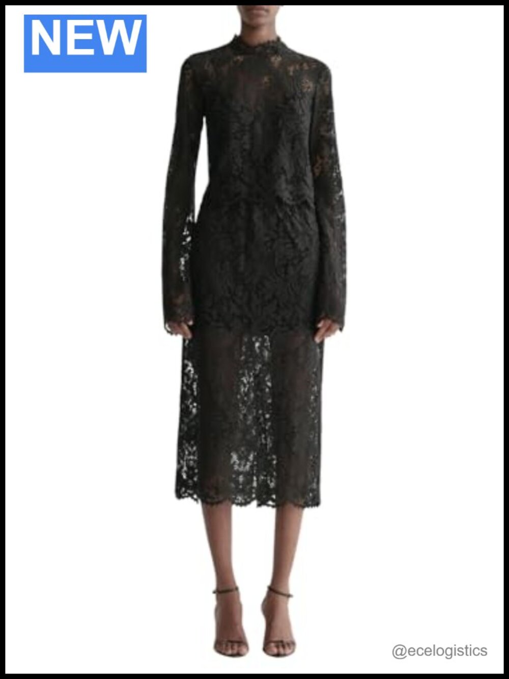 Archival French Lace Sheath Midi Skirt Wear to Work Formal